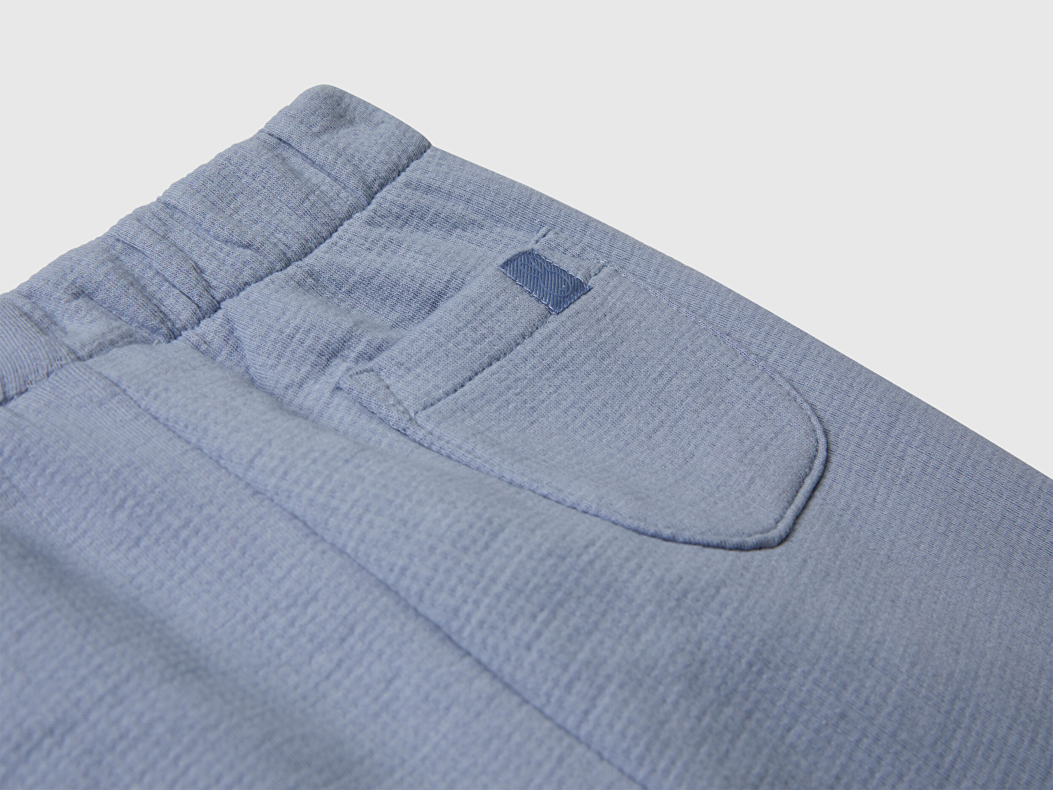 Benetton Bebek Mavi Logo Etiketli Yama Motifli Beli Lastikli İpli Eşofman Altı