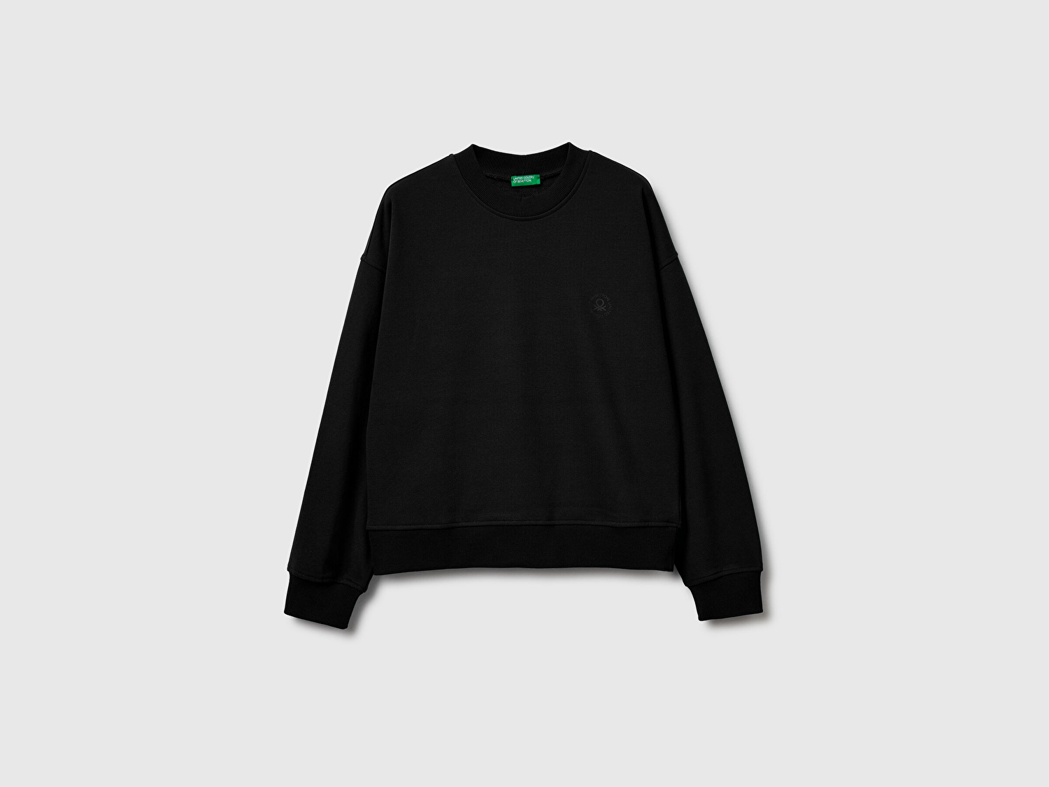 Benetton Kadın Siyah Pamuk Karışımlı Logo Baskılı Sweatshirt