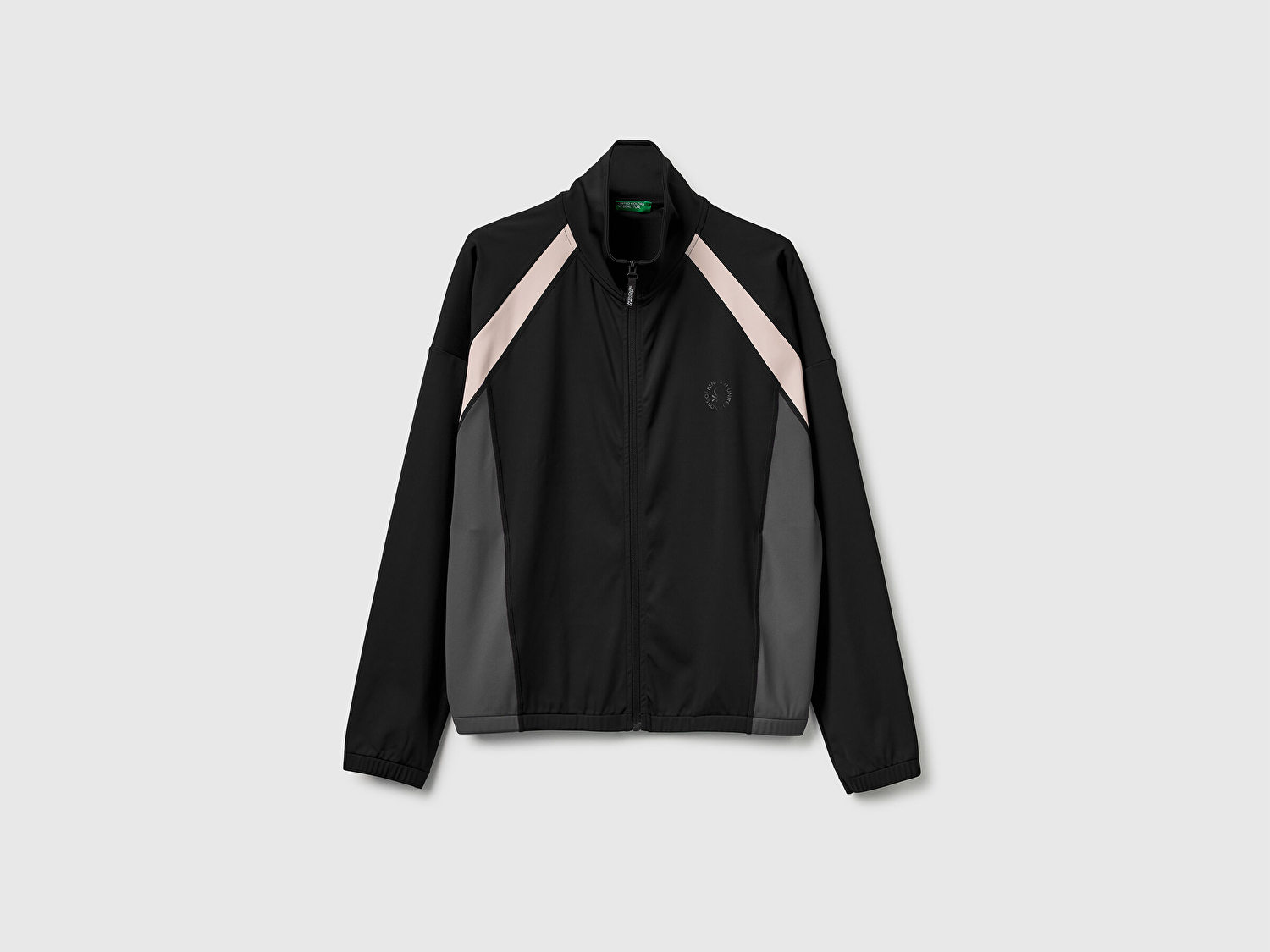 Benetton Kadın Siyah Çok Renkli Fermuarlı Dik Yaka Ceket