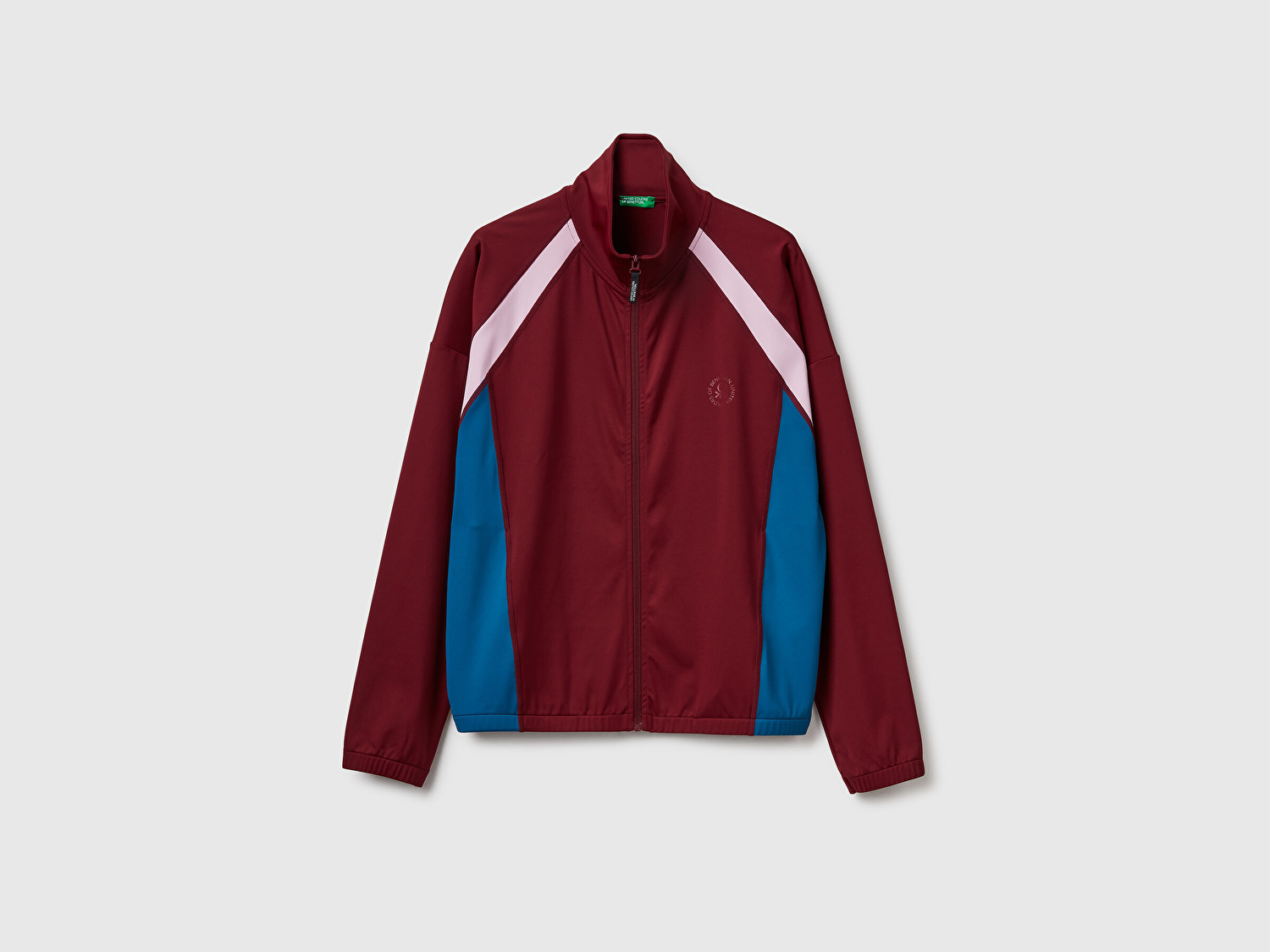 Benetton Kadın Bordo Çok Renkli Fermuarlı Dik Yaka Ceket