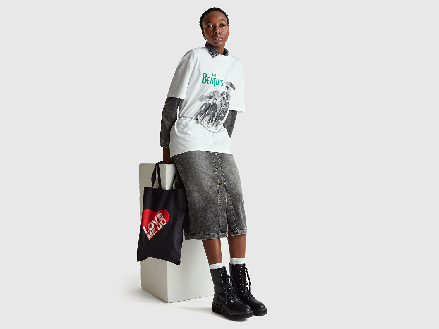 Benetton Unisex %100 Koton The Beatles Baskılı T-Shirt