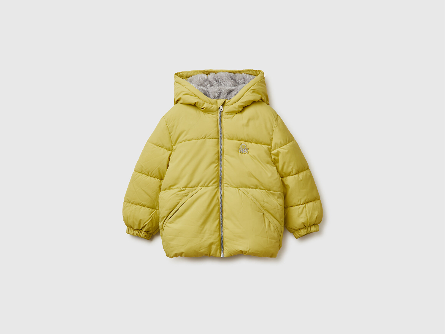 Benetton Erkek Bebek Hardal Sol Göğsü Logo Yamalı Önü Cep Detaylı Fermuarlı Mont
