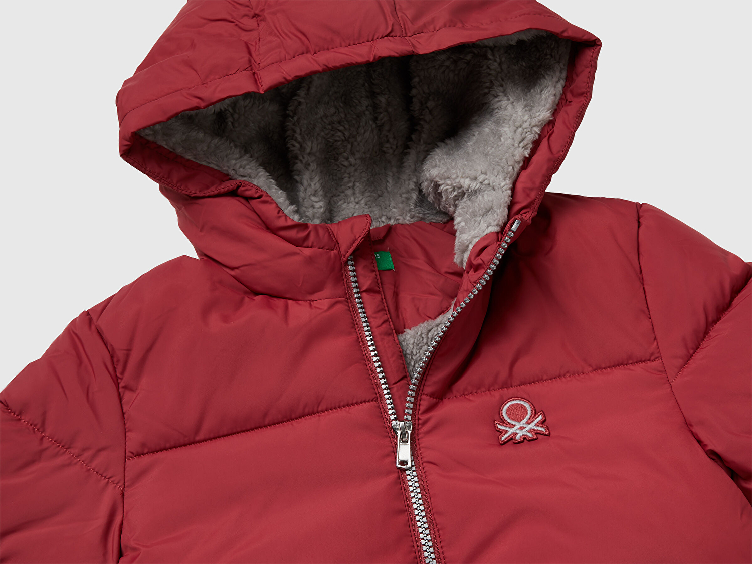 Benetton Erkek Bebek Bordo Sol Göğsü Logo Yamalı Önü Cep Detaylı Fermuarlı Mont