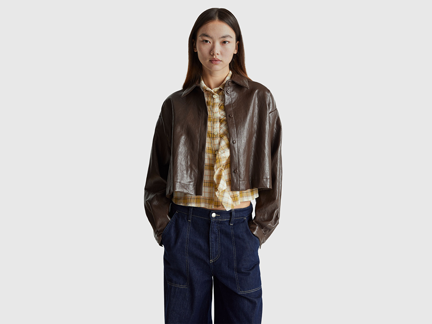 Benetton Kadın Boxy Fit Suni Deri Ceket