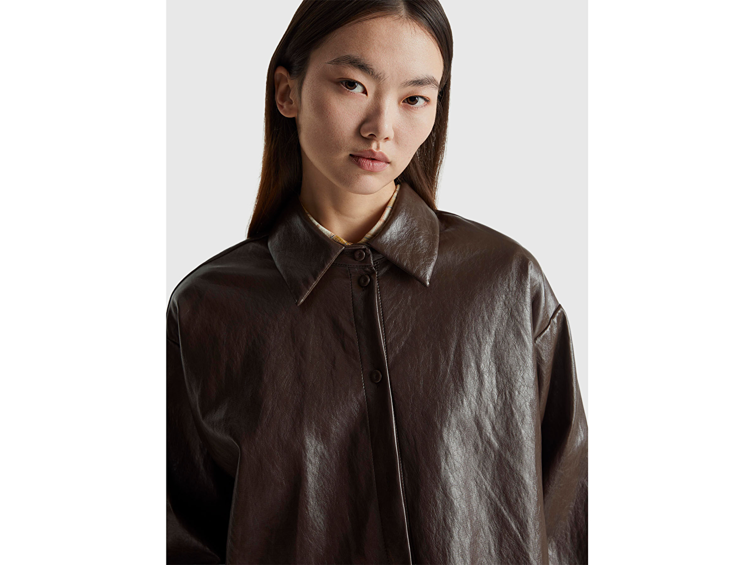 Benetton Kadın Boxy Fit Suni Deri Ceket