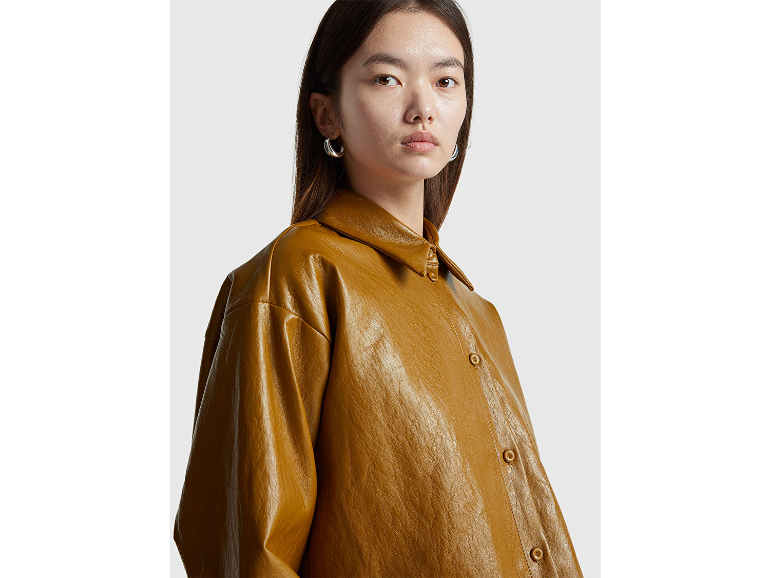 Benetton Kadın Boxy Fit Suni Deri Ceket