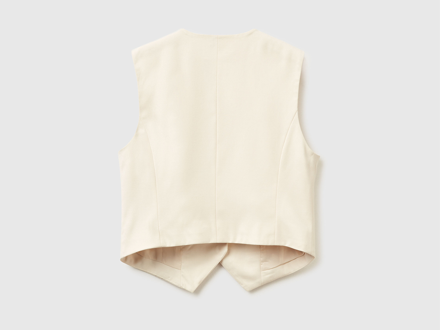 Benetton Kadın Ekru Viskoz ve Yün Karışımlı Düğmeli Yelek