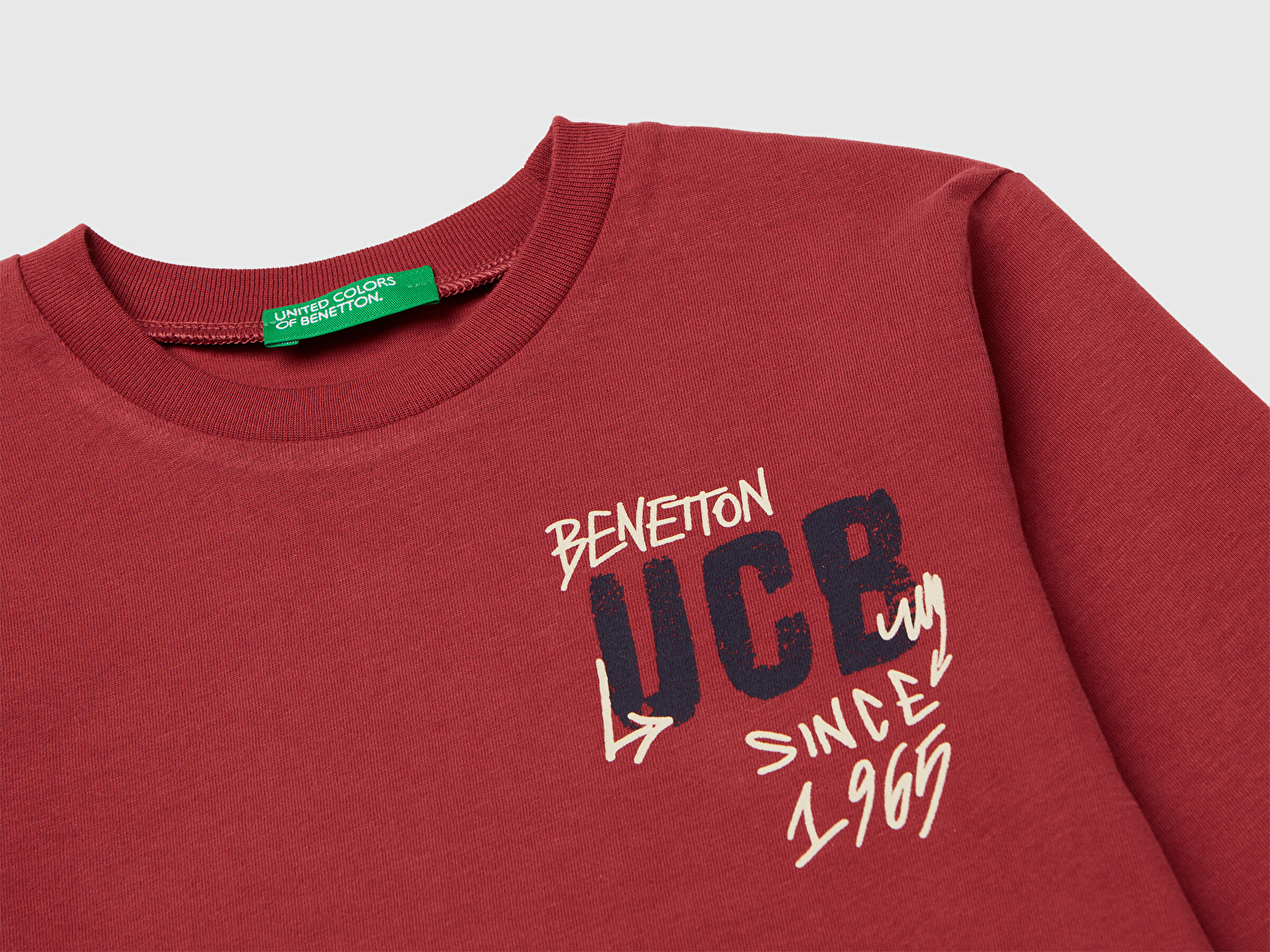 Benetton Erkek Bebek Bordo Önü Logo Baskılı Jarse Uzun Kollu T-shirt