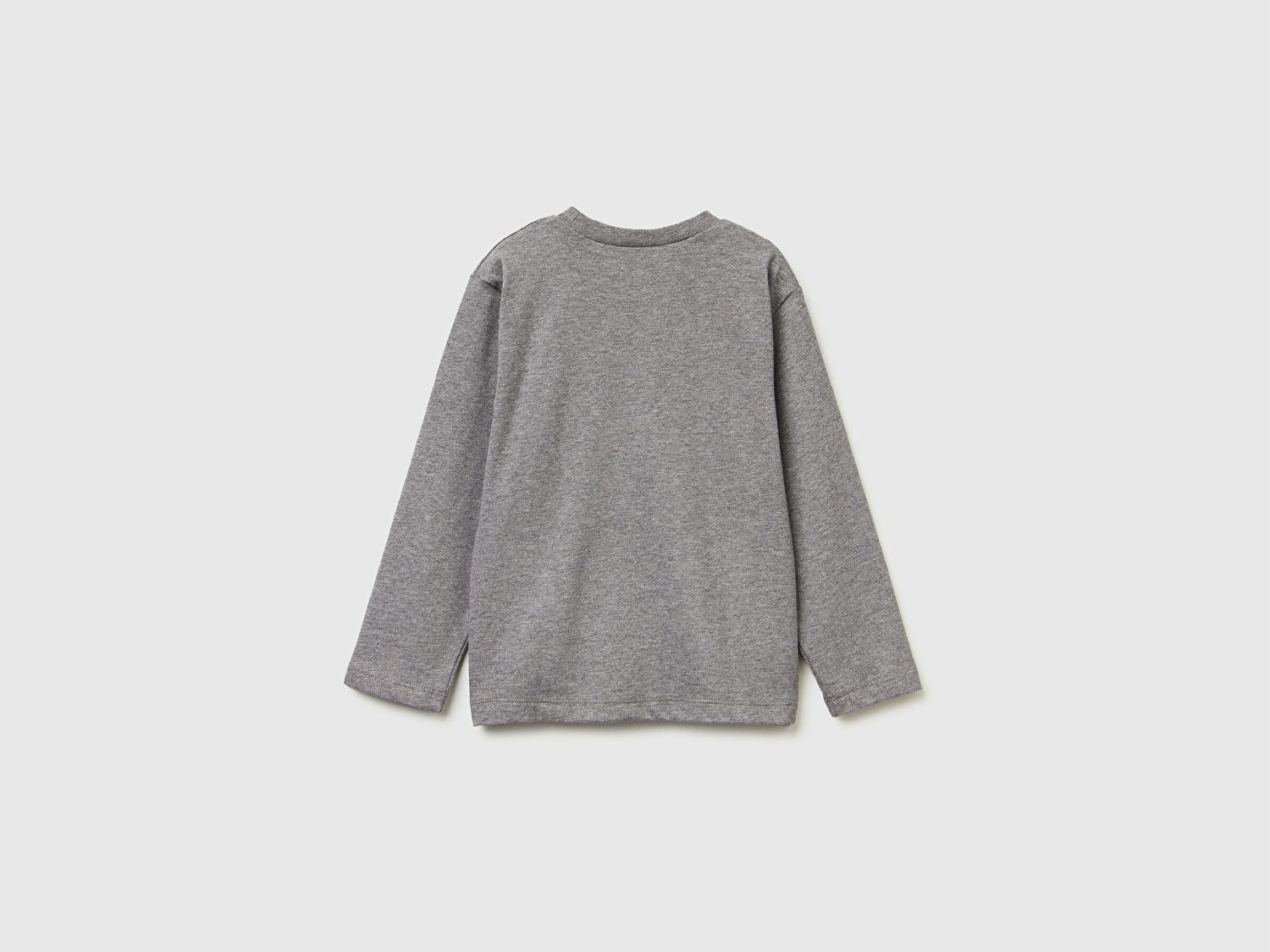 Benetton Erkek Bebek Antrasit Melanj Önü Logo Baskılı Jarse Uzun Kollu T-shirt