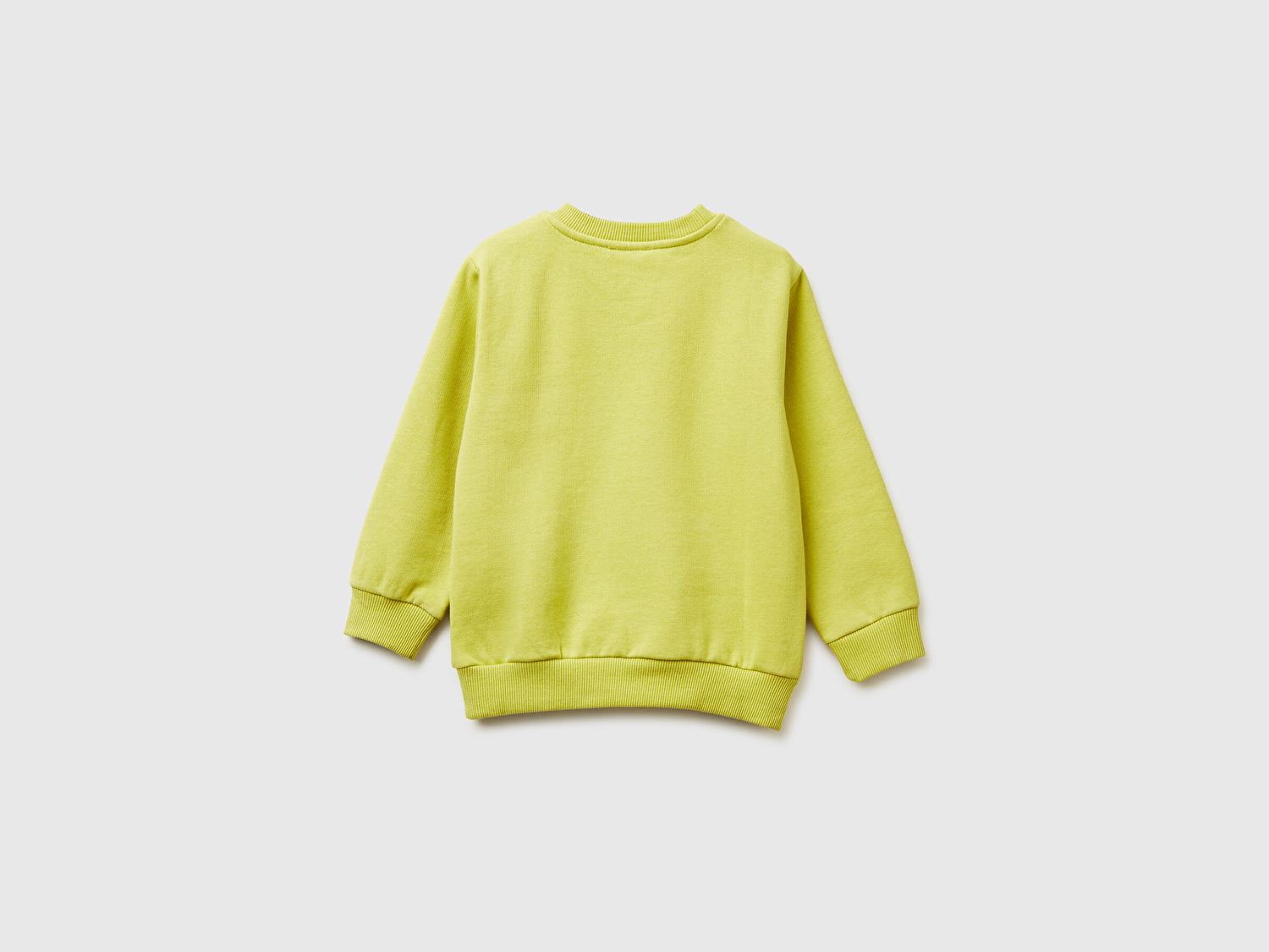 Benetton Erkek Bebek Hardal Önü Logo Baskılı Cepli Bisiklet Yaka Regular Fit Sweatshirt