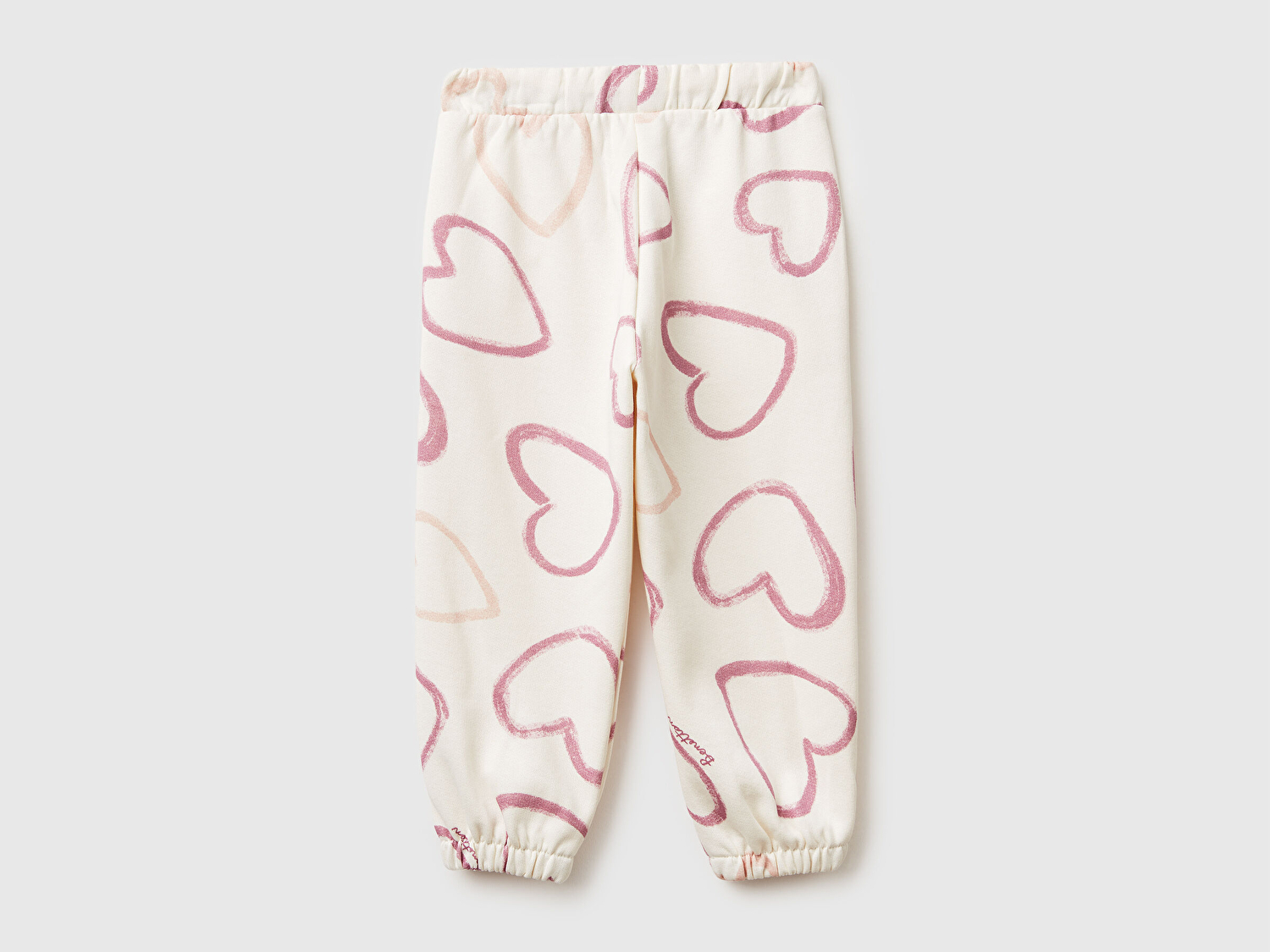 Benetton Kız Bebek Ekru Mix Tamamı Desenli Büzgü İpli Paçası Lastikli Eşofman Altı