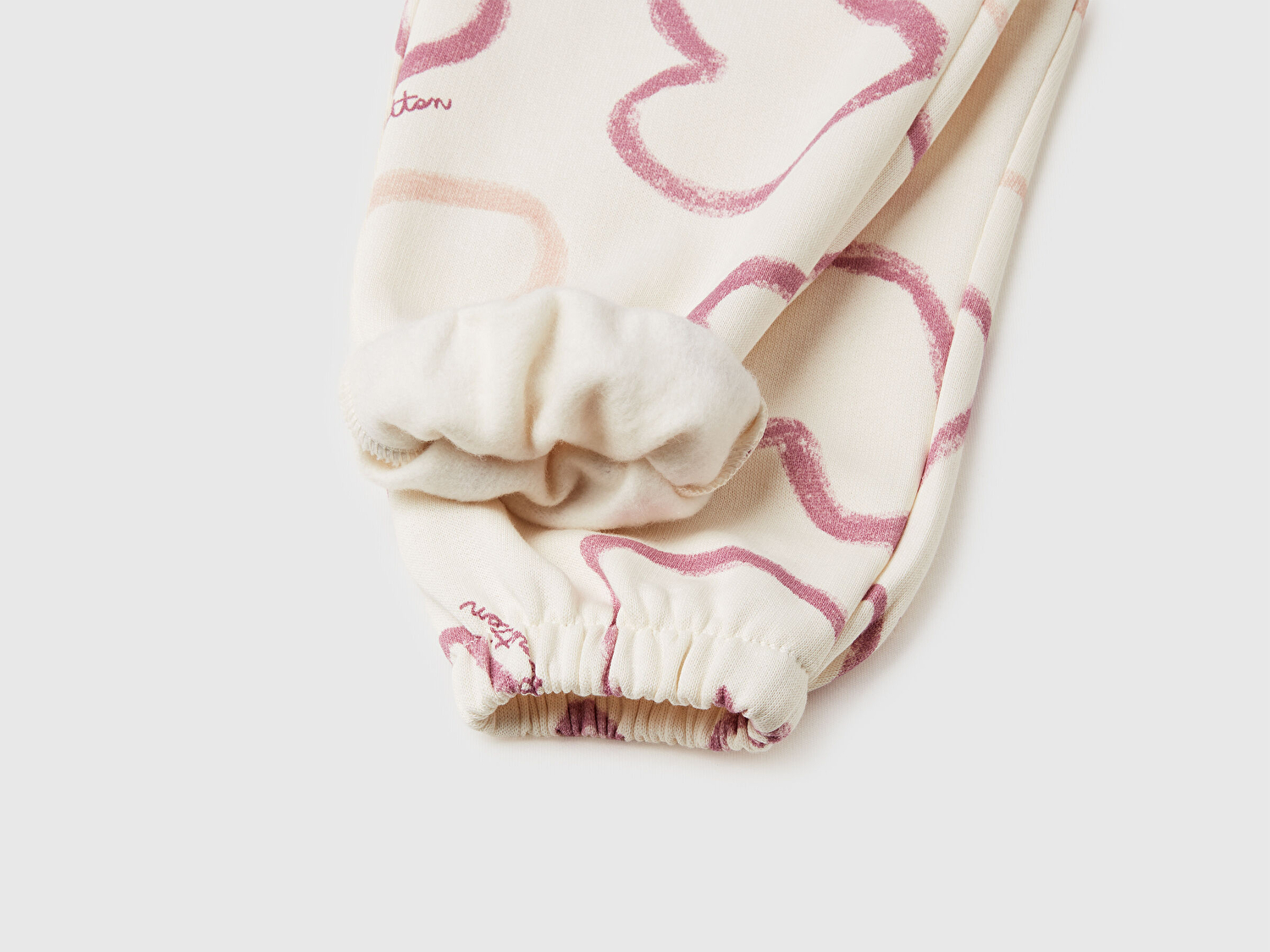 Benetton Kız Bebek Ekru Mix Tamamı Desenli Büzgü İpli Paçası Lastikli Eşofman Altı