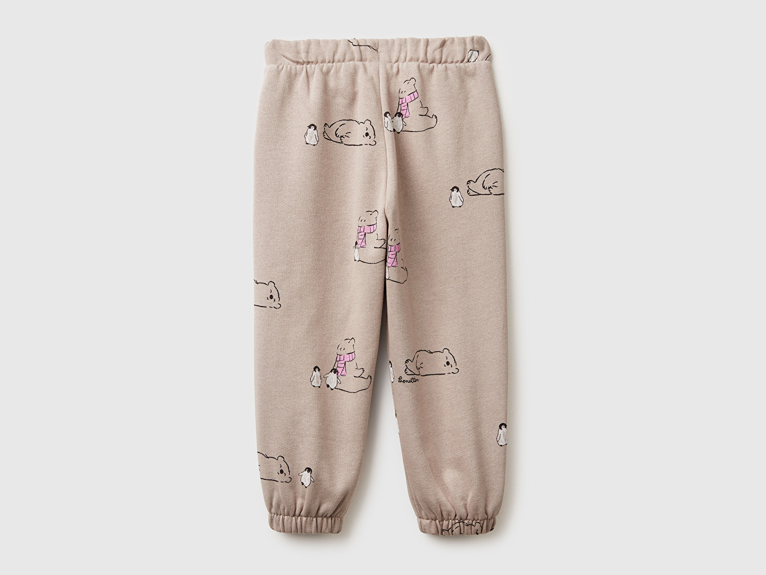 Benetton Kız Bebek Kahverengi Mix Tamamı Desenli Büzgü İpli Paçası Lastikli Eşofman Altı