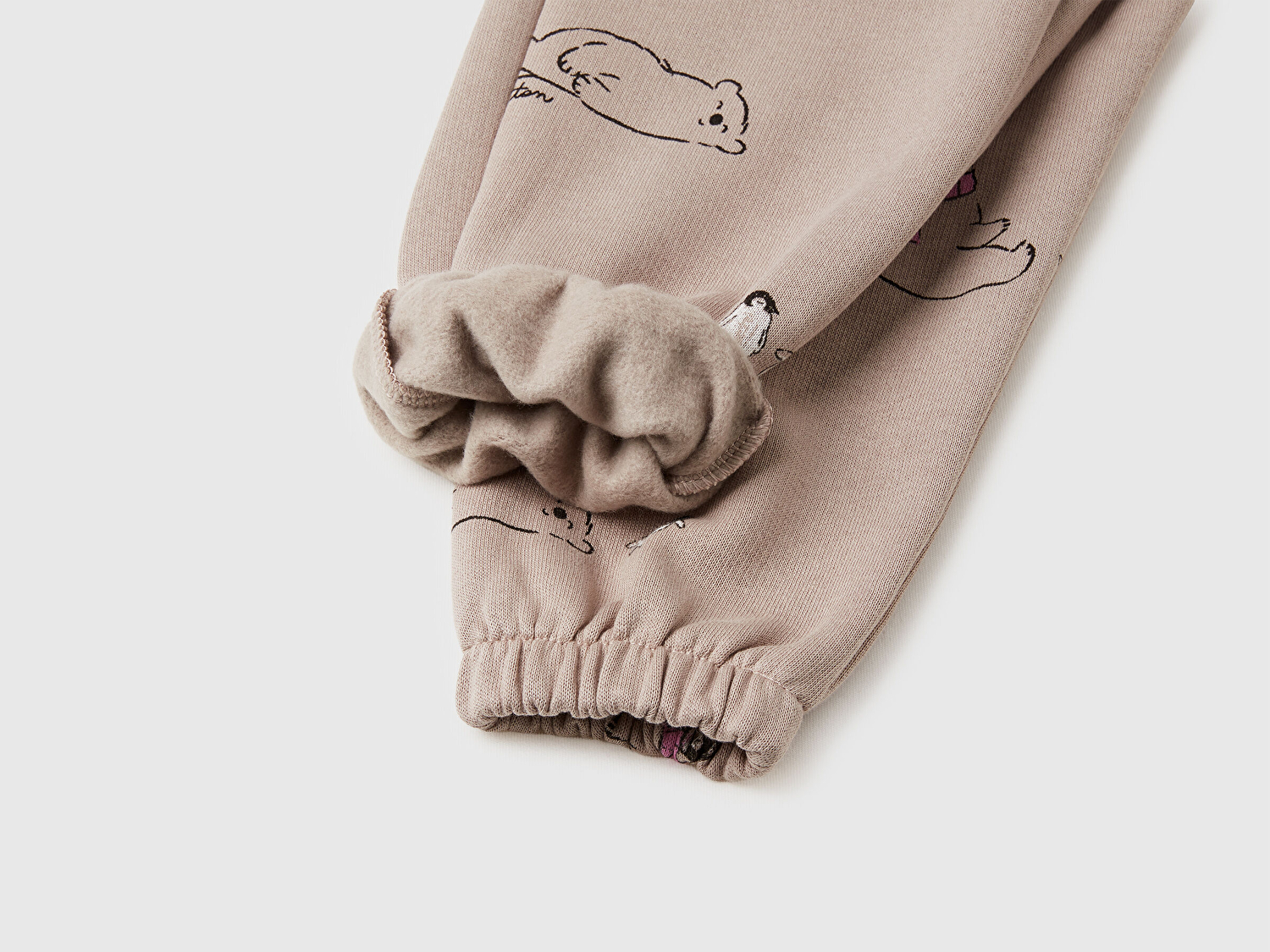 Benetton Kız Bebek Kahverengi Mix Tamamı Desenli Büzgü İpli Paçası Lastikli Eşofman Altı