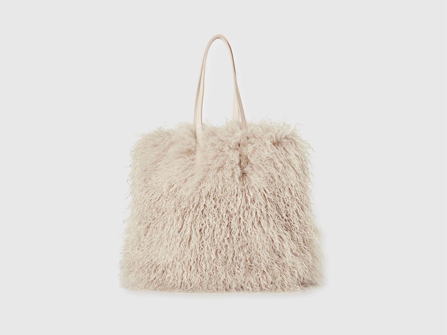 Benetton Kadın Krem Kürk Görünümlü Tote Çanta
