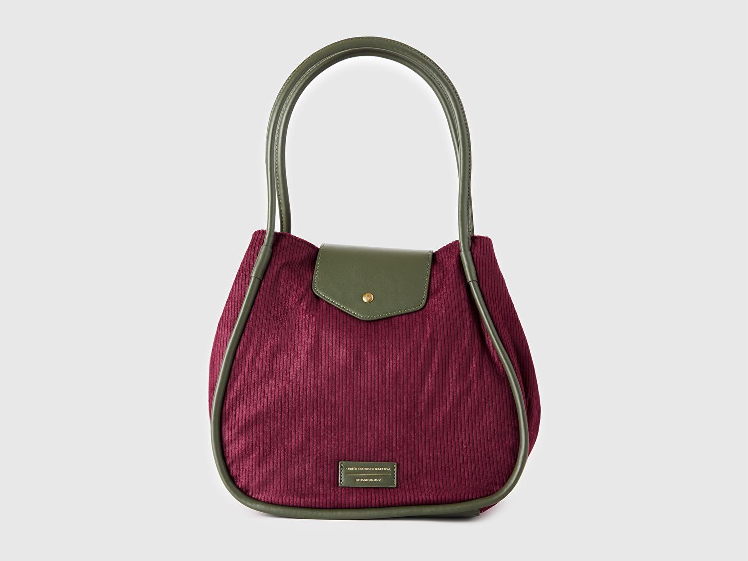 Benetton Kadın Mürdüm Suni Deri Detaylı Büzme İpli Kadife Tote Çanta