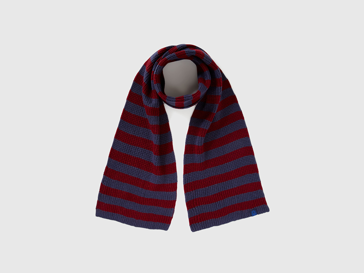 Benetton Erkek Çocuk Lacivert Logo Etiketli Renk Bloklu Atkı