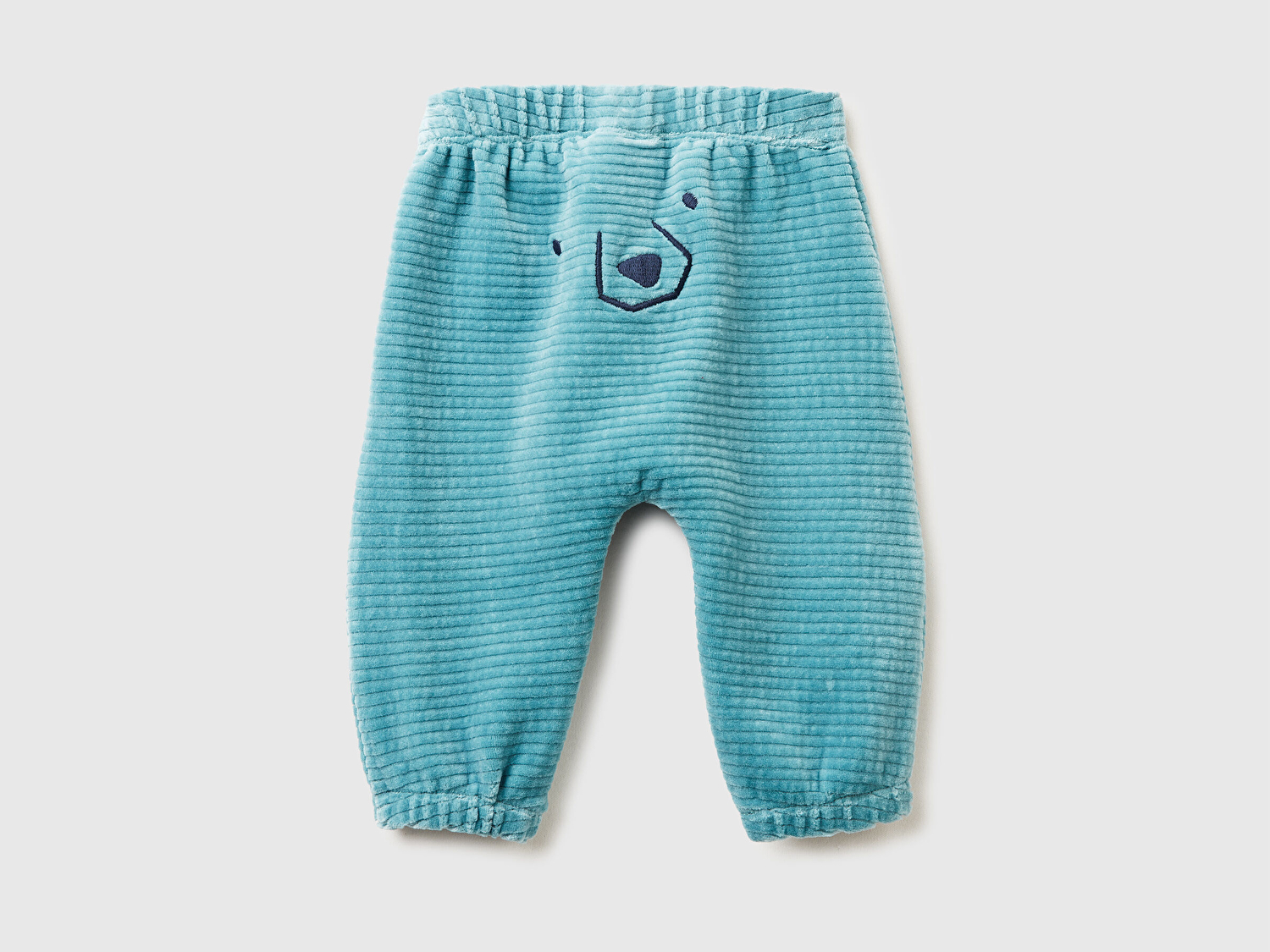 Benetton Bebek Koyu Yeşil Nervür Desenli Arkası İşlemeli Beli Lastikli Eşofman Altı