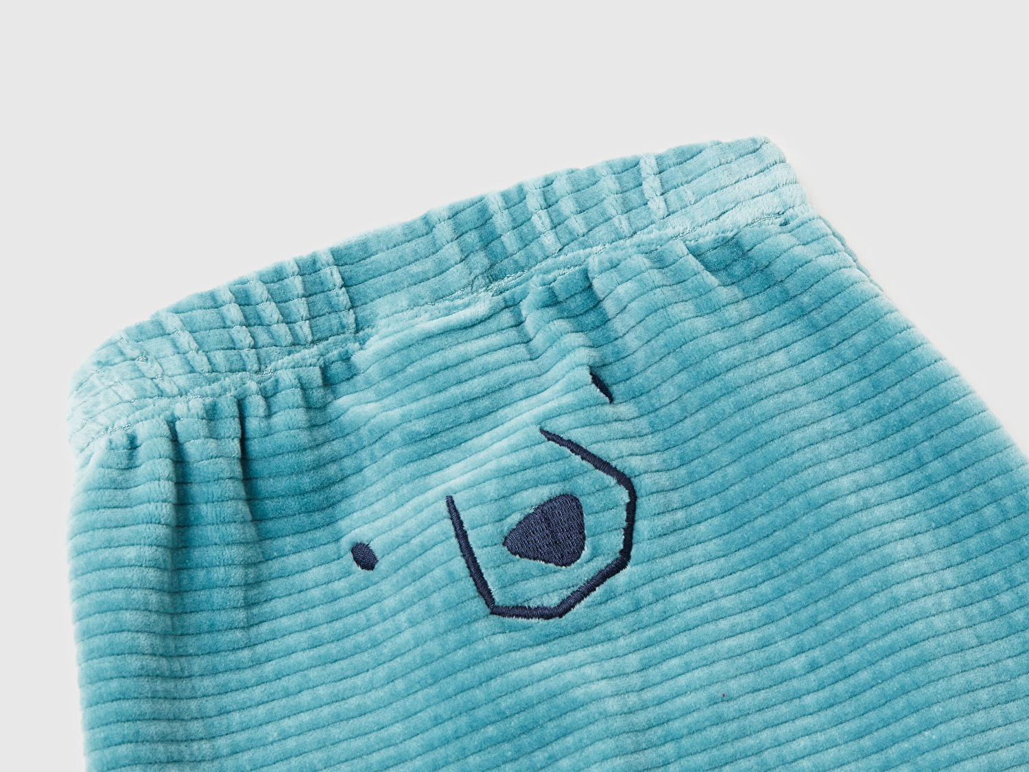 Benetton Bebek Koyu Yeşil Nervür Desenli Arkası İşlemeli Beli Lastikli Eşofman Altı