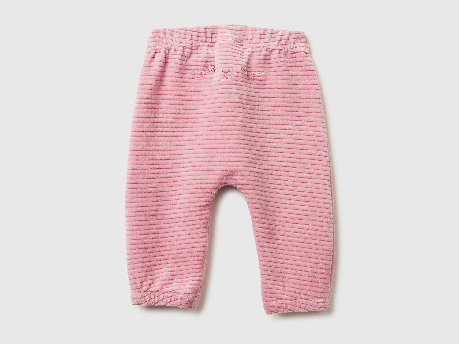 Benetton Bebek Gül Kurusu Nervür Desenli Arkası İşlemeli Beli Lastikli Eşofman Altı