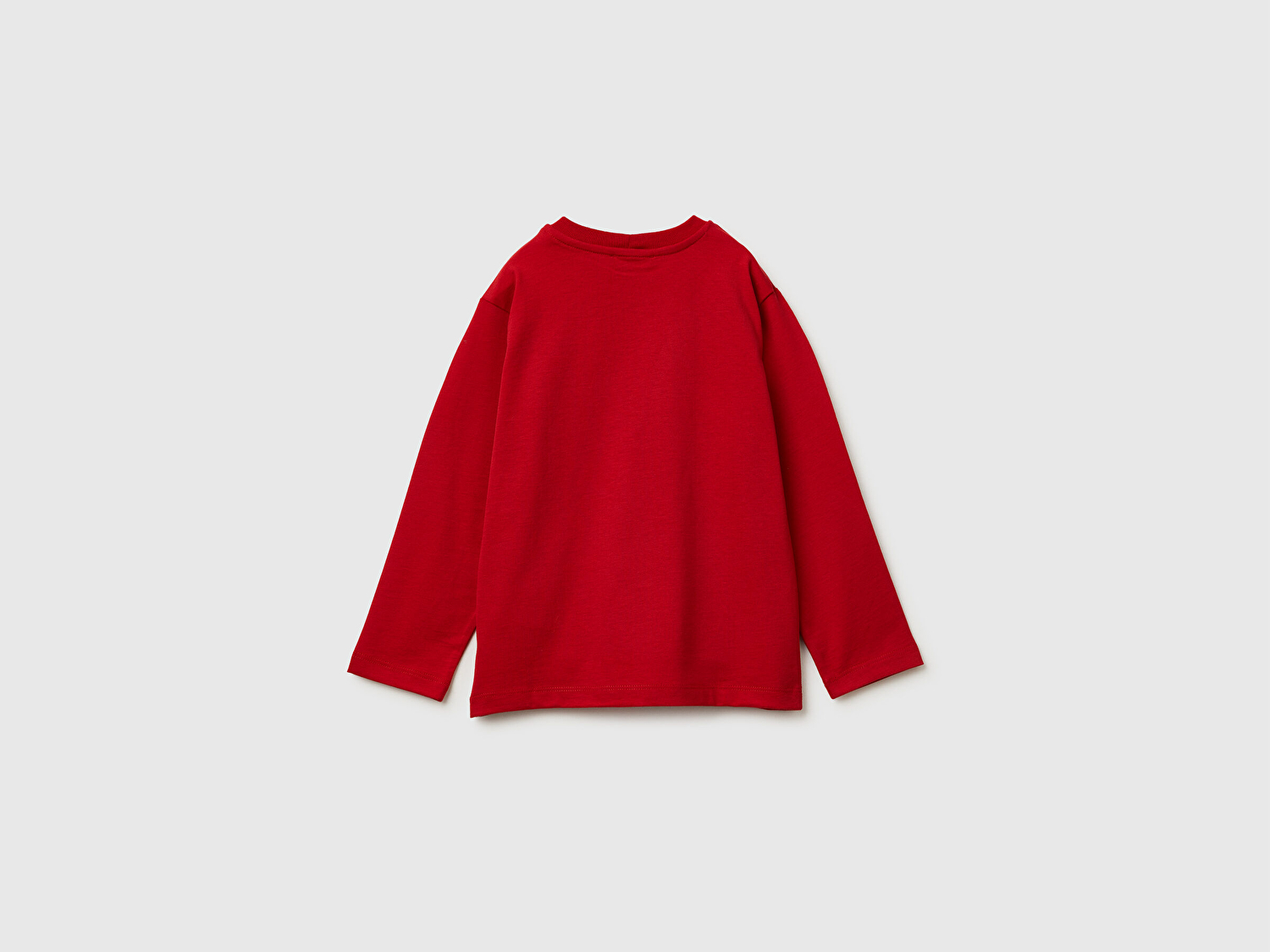 Benetton Erkek Bebek Kırmızı Baskılı Bisiklet Yaka Jarse Uzun Kollu T-shirt