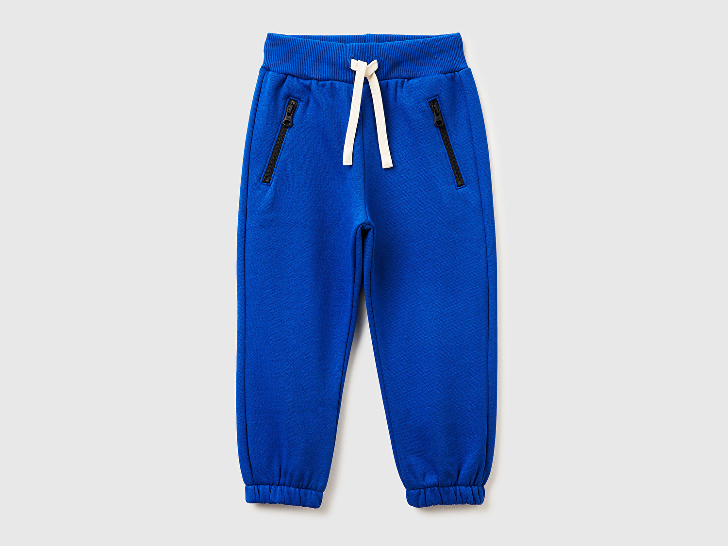 Benetton Erkek Bebek Saks Mavisi Fermuar Cepli Büzgü İpli Ribanalı Regular Fit  Eşofman Altı