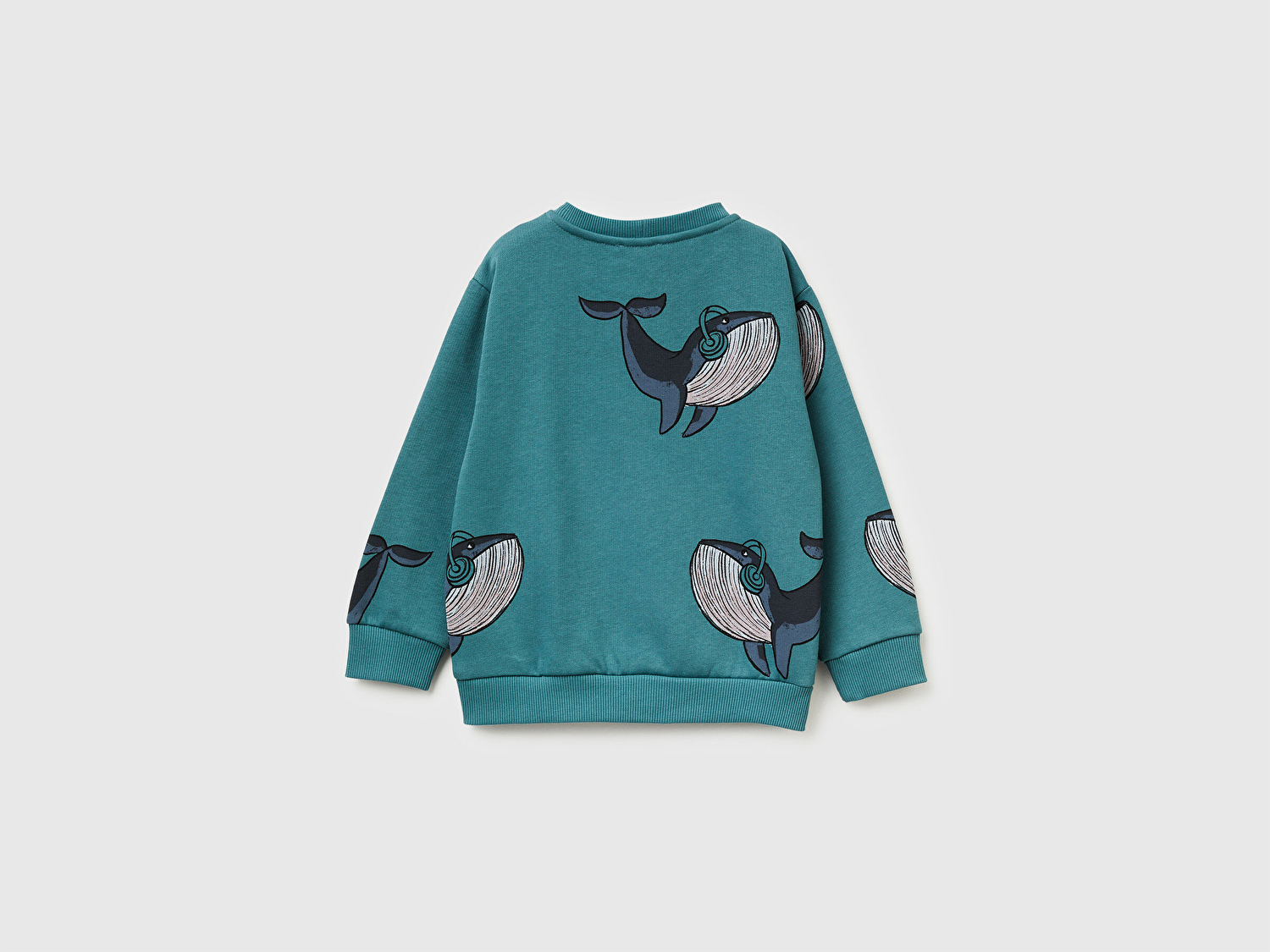 Benetton Erkek Bebek Gri Mix Baskılı Ribanalı Bisiklet Yaka Regular Fit Sweatshirt