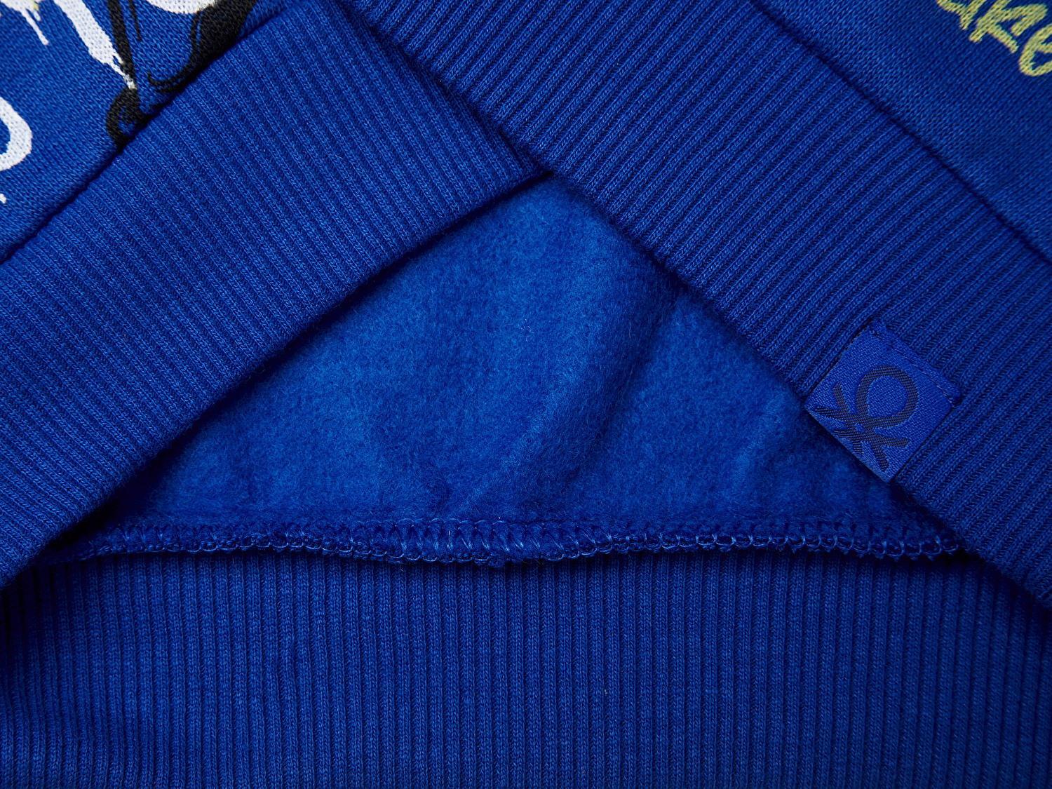 Benetton Erkek Bebek Saks Mavisi Baskılı Ribanalı Bisiklet Yaka Regular Fit Sweatshirt