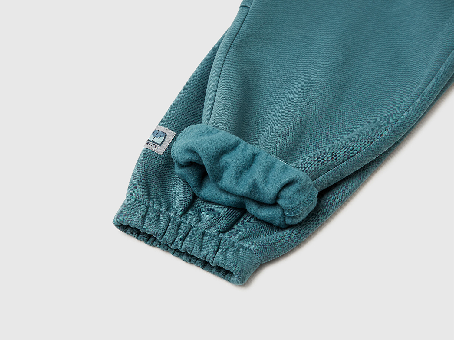 Benetton Erkek Bebek Gri-Yeşil Logo Detaylı Büzgü İpli Cepli Regular Fit  Eşofman Altı