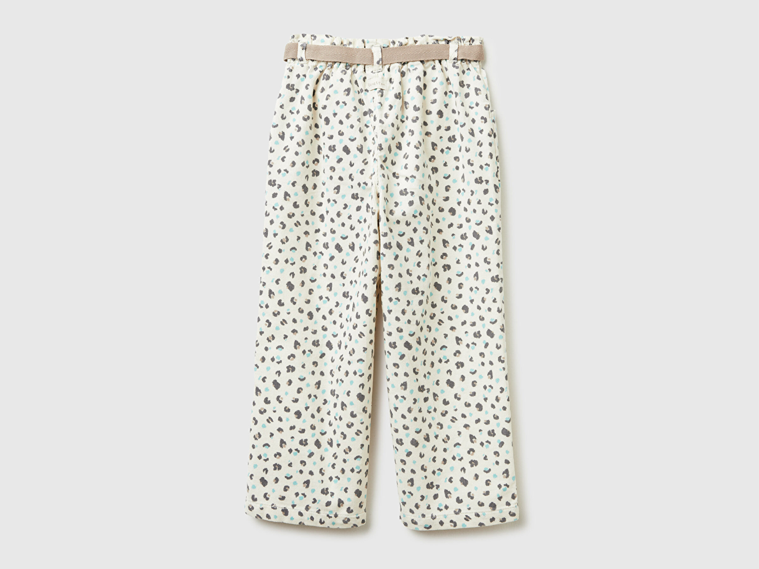 Benetton Kız Bebek Krem Mix Tamamı Desenli Beli Ayarlanabilir İpli Kadife Pantolon