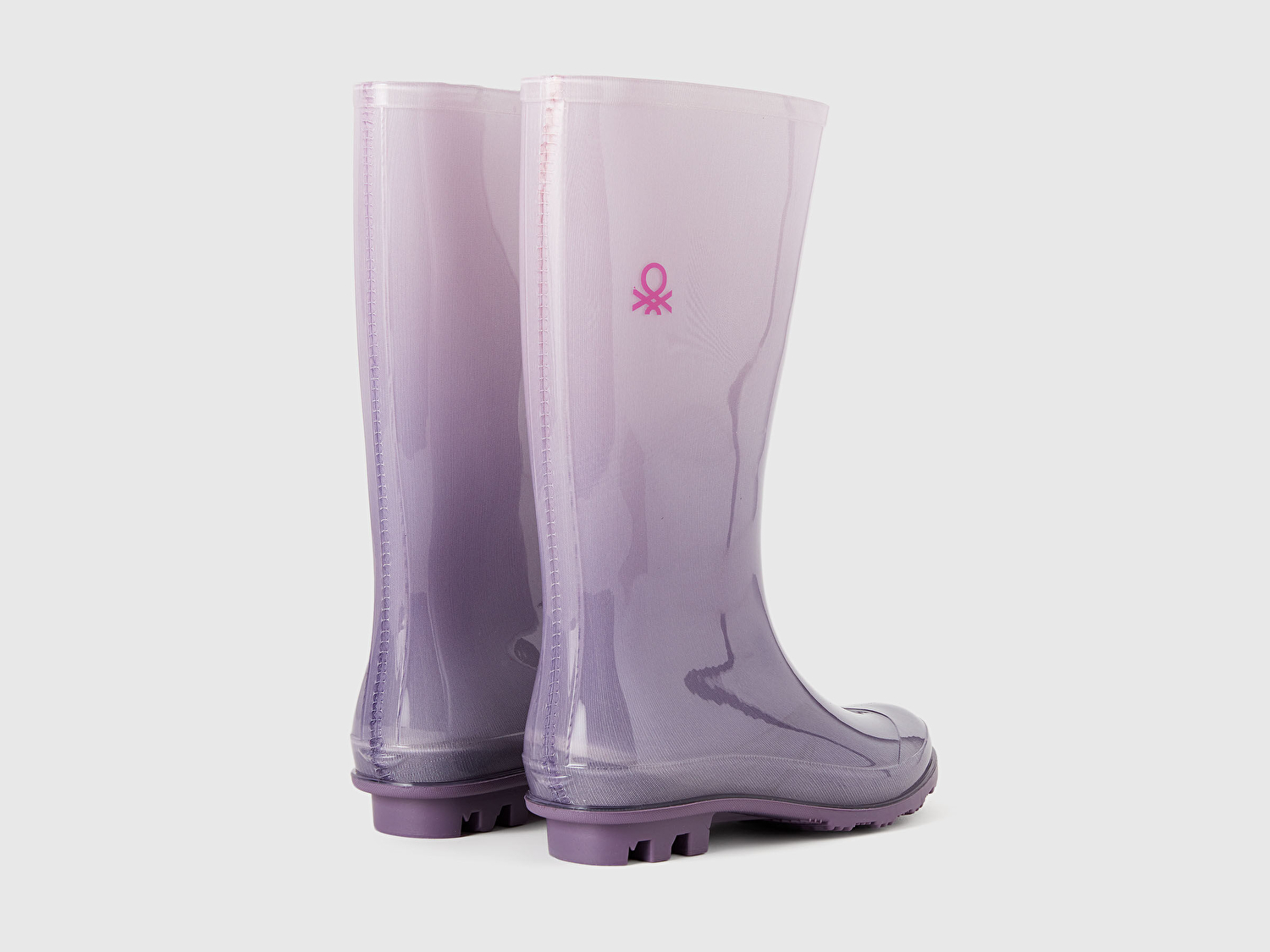 Benetton Erkek Çocuk Lila Soluk Efektli Kontrast Renkli Kauçuk Tabanlı Yağmur Çizmesi