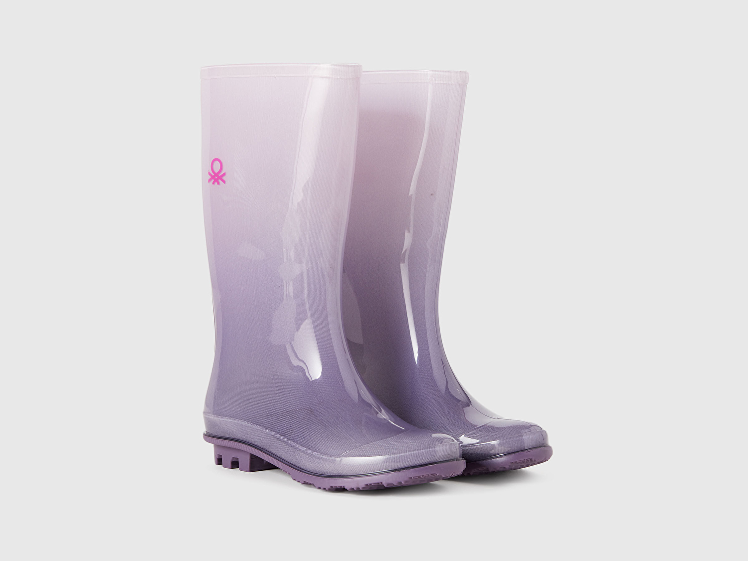 Benetton Erkek Çocuk Lila Soluk Efektli Kontrast Renkli Kauçuk Tabanlı Yağmur Çizmesi