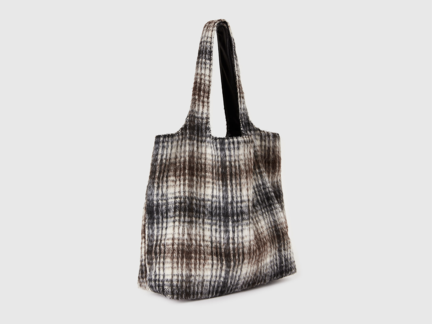 Benetton Kadın Çok Renkli Kare Desenli Çift Taraflı Alışveriş Çantası