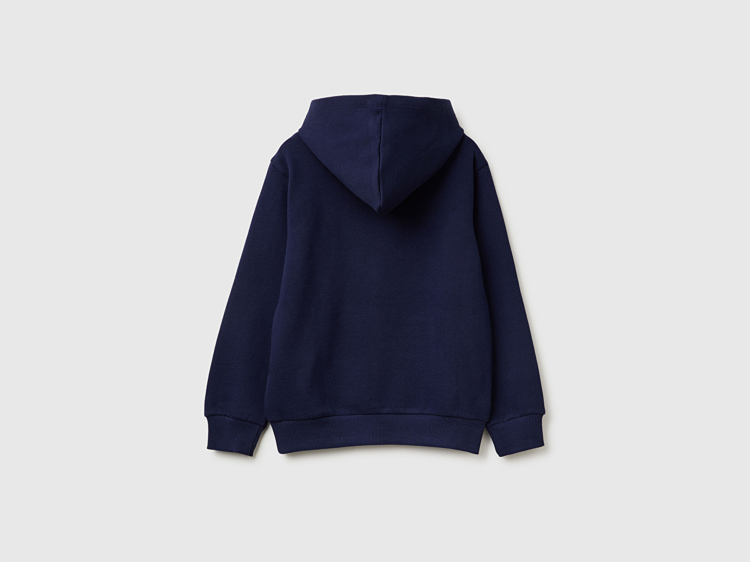 Benetton Erkek Çocuk Lacivert Önü Logo Baskılı Cepli Nervürlü Kapüşonlu Sweatshirt