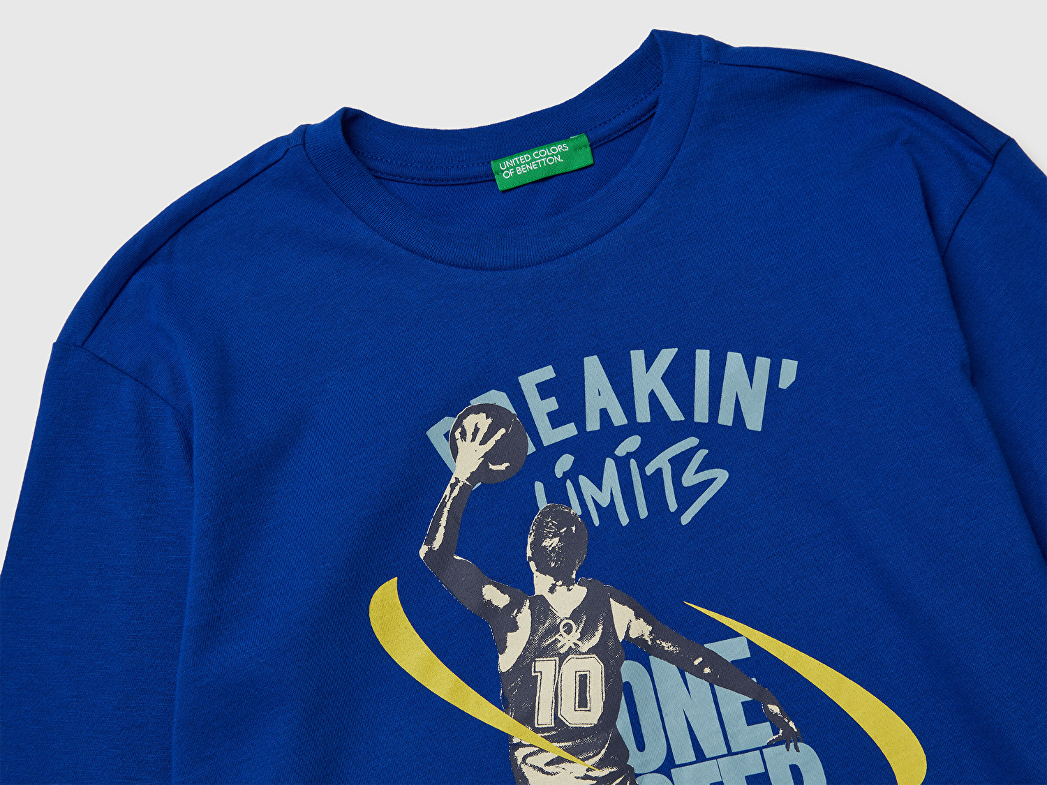 Benetton Erkek Çocuk Saks Mavisi Baskılı Jarse Bisiklet Yaka Uzun Kollu T-shirt