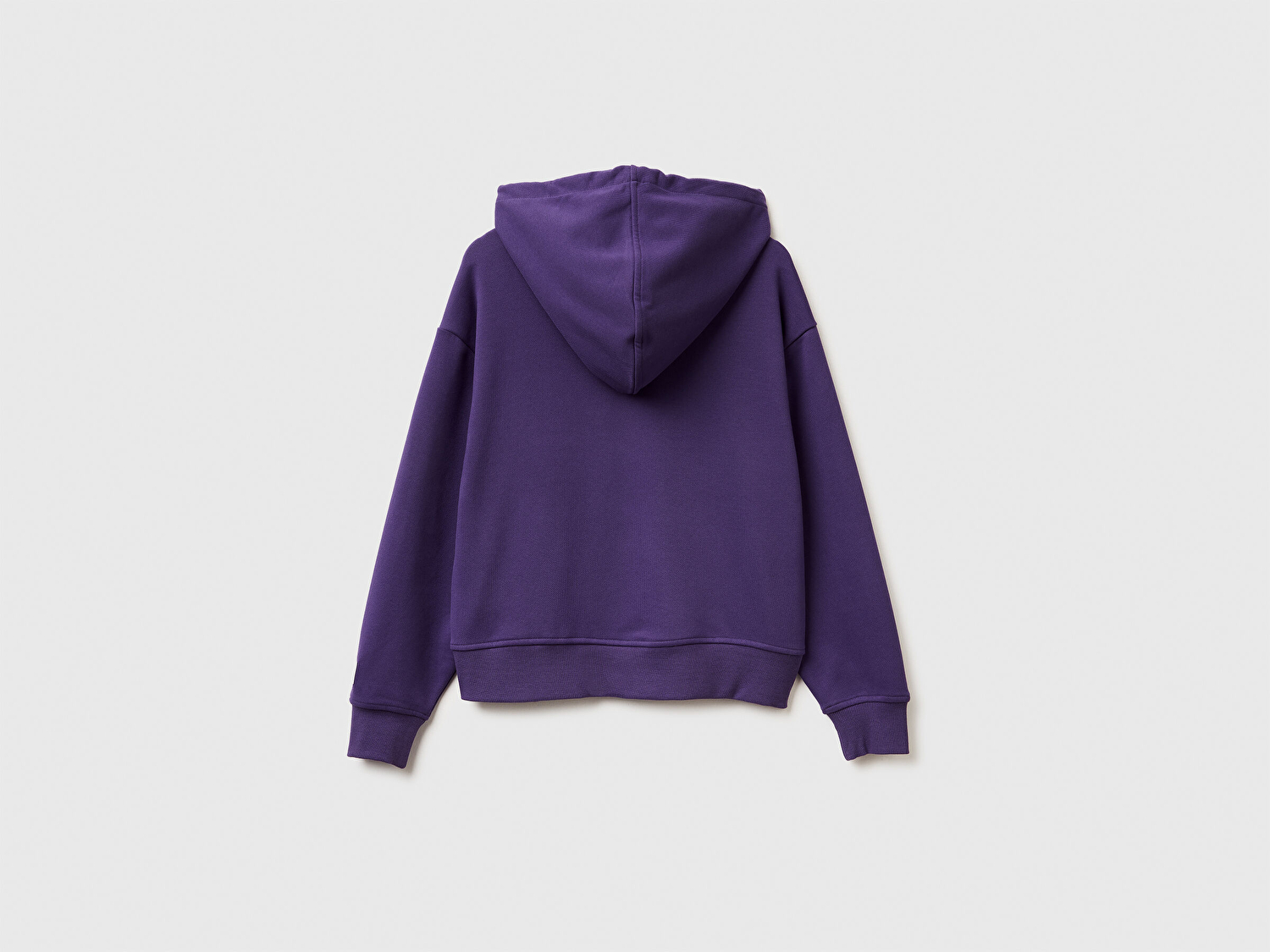 Benetton Kadın Mor Pamuk Karışımlı Önü Yazı Baskılı Kapüşonlu Sweatshirt