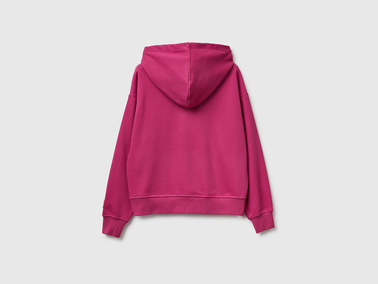 Benetton Kadın Koyu Pembe Pamuk Karışımlı Önü Yazı Baskılı Kapüşonlu Sweatshirt