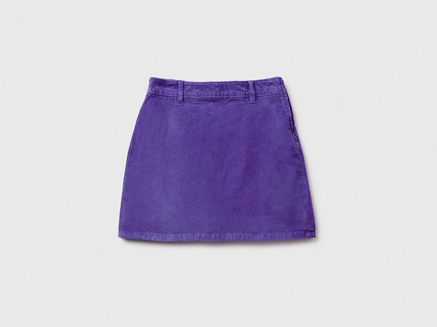 Benetton Kadın Mor Pamuk Karışımlı Yandan Fermuarlı Kadife Mini Etek