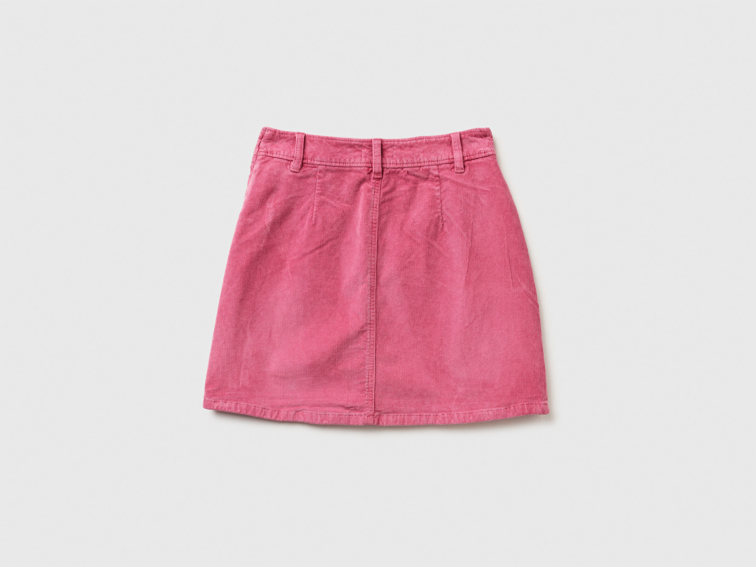 Benetton Kadın Koyu Pembe Pamuk Karışımlı Yandan Fermuarlı Kadife Mini Etek