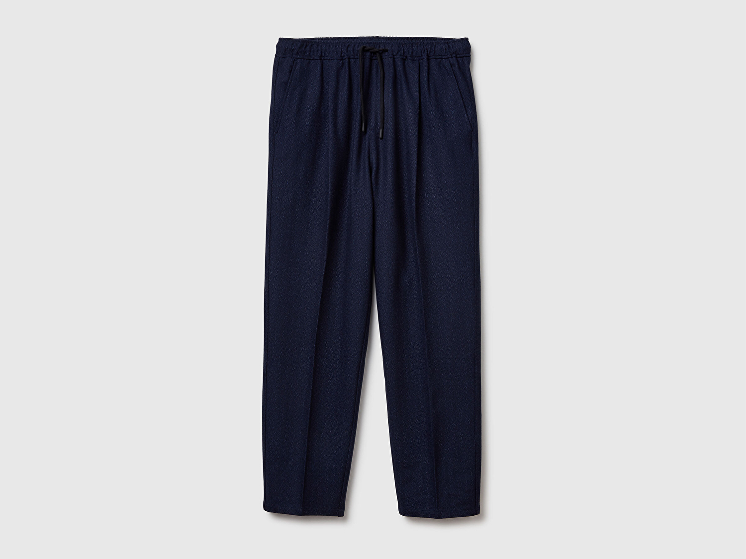 Benetton Erkek Antrasit Yün ve Akrilik Karışımlı Beli Lastikli Bağcıklı Pantolon