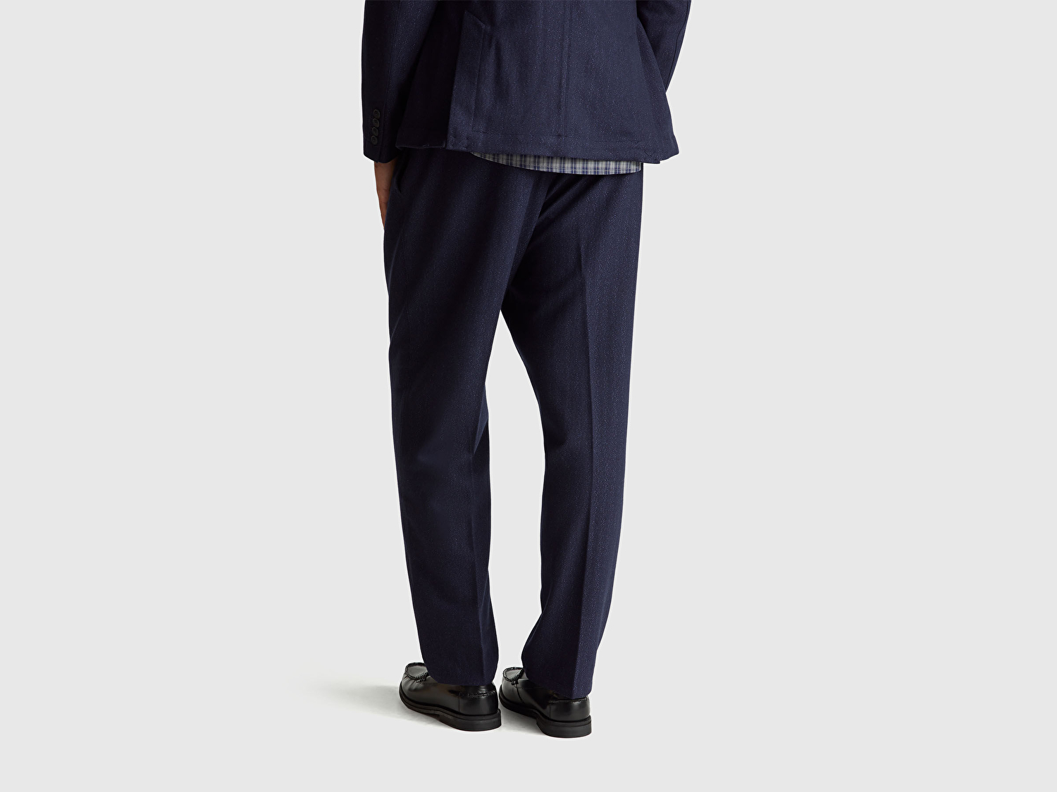 Benetton Erkek Antrasit Yün ve Akrilik Karışımlı Beli Lastikli Bağcıklı Pantolon