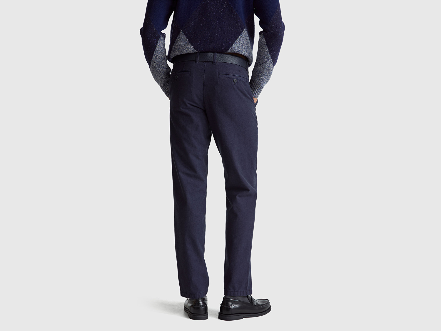 Benetton Erkek Lacivert %100 Pamuk Slim Fit Chino Pantolon