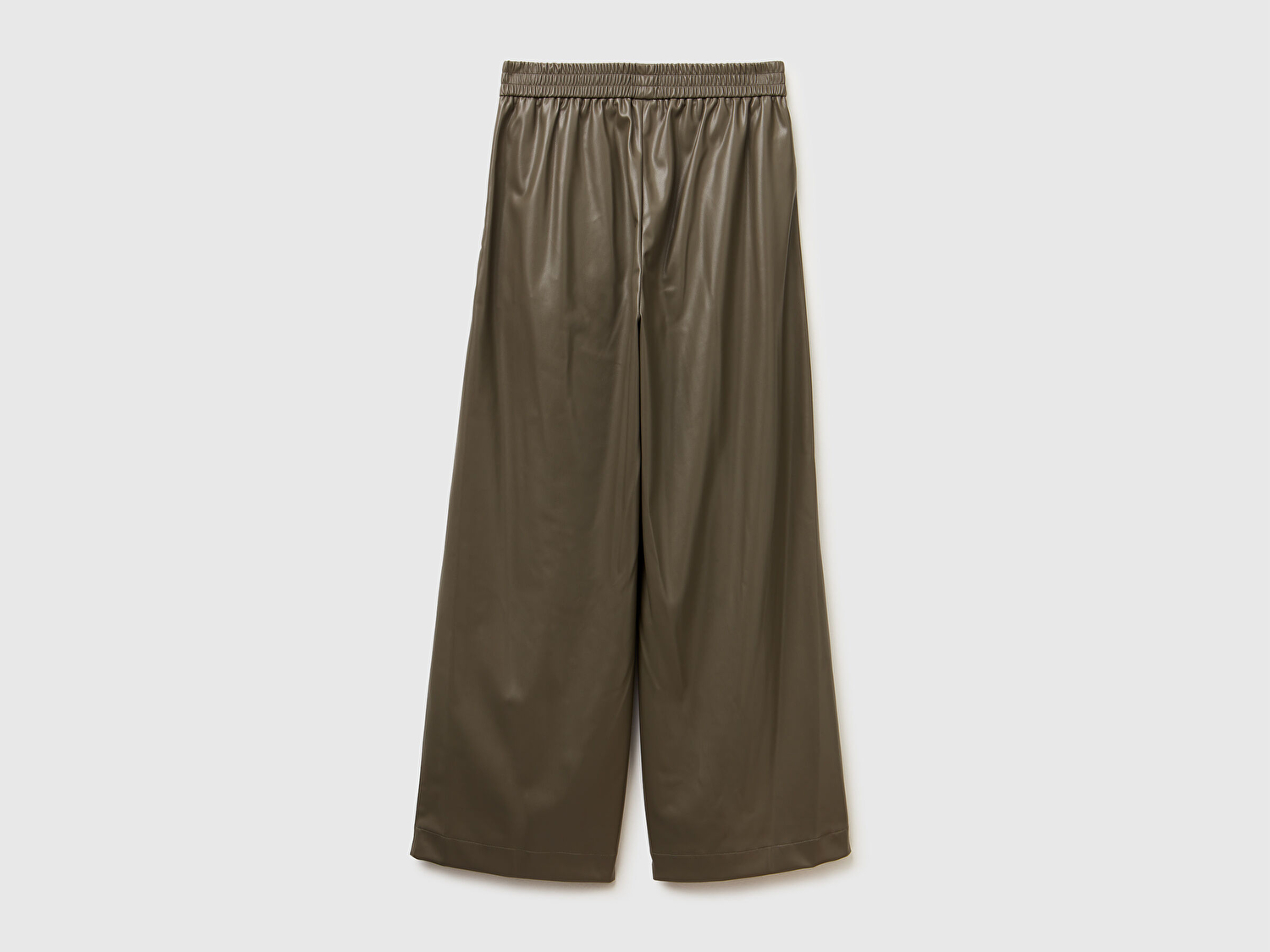 Benetton Kadın Haki Beli Lastikli Büzgülü Geniş Paça Pantolon