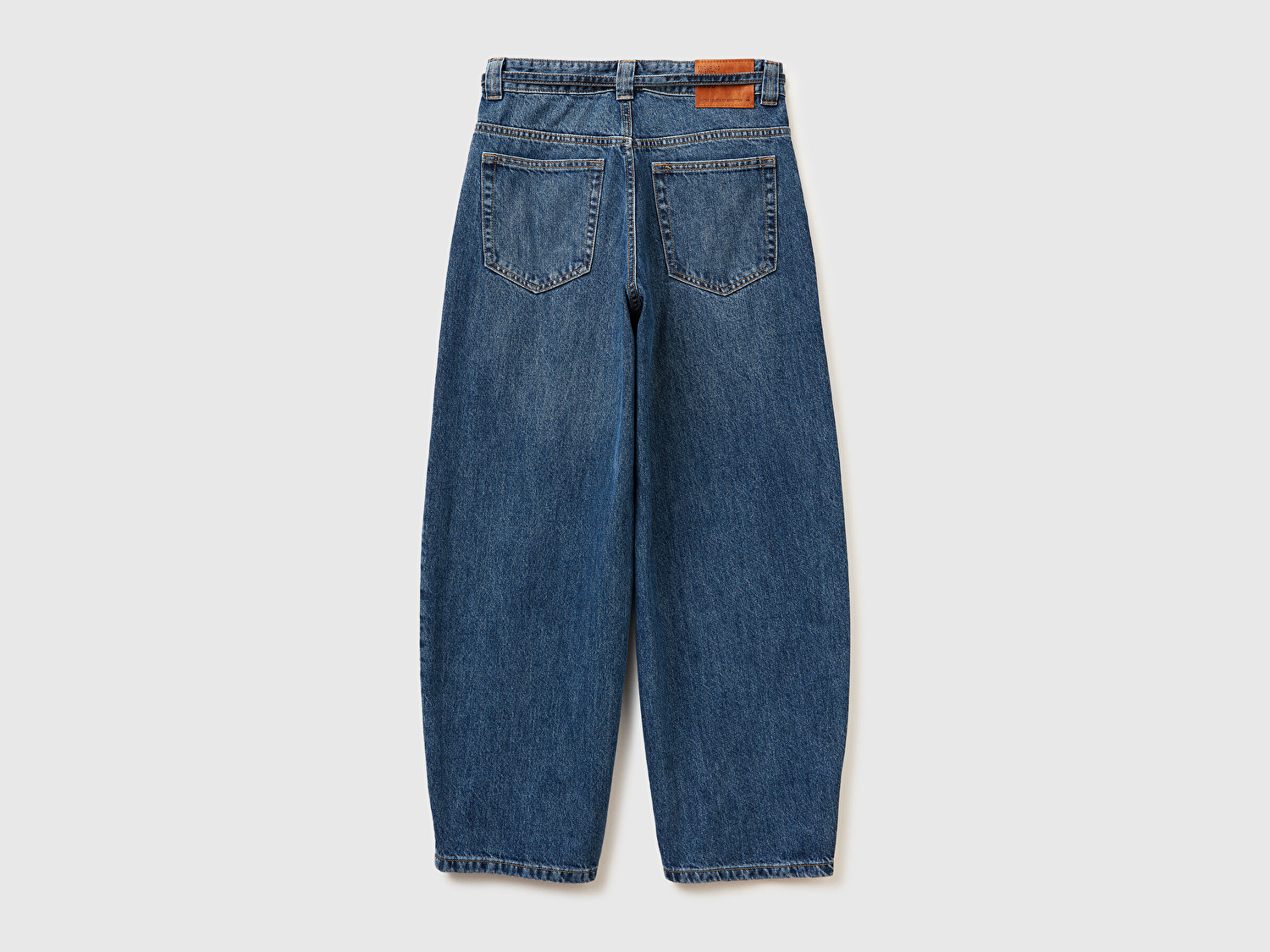 Benetton Kadın Koyu Mavi %100 Pamuk Bağcık Detaylı Denim Pantolon