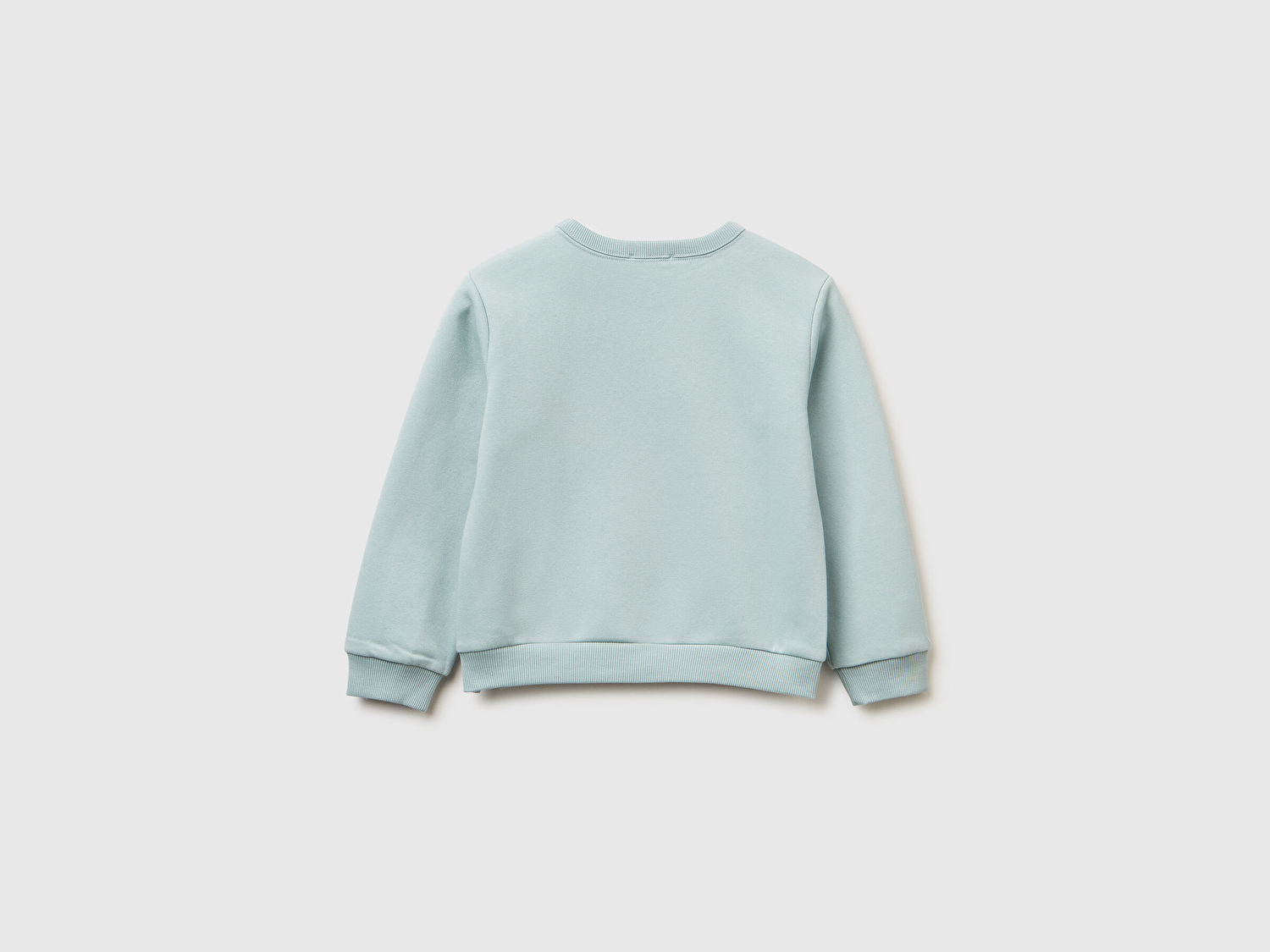 Benetton Kız Bebek Su Yeşili Renk Bloklu Simli Logo Baskılı Yırtmaçlı Sweatshirt 