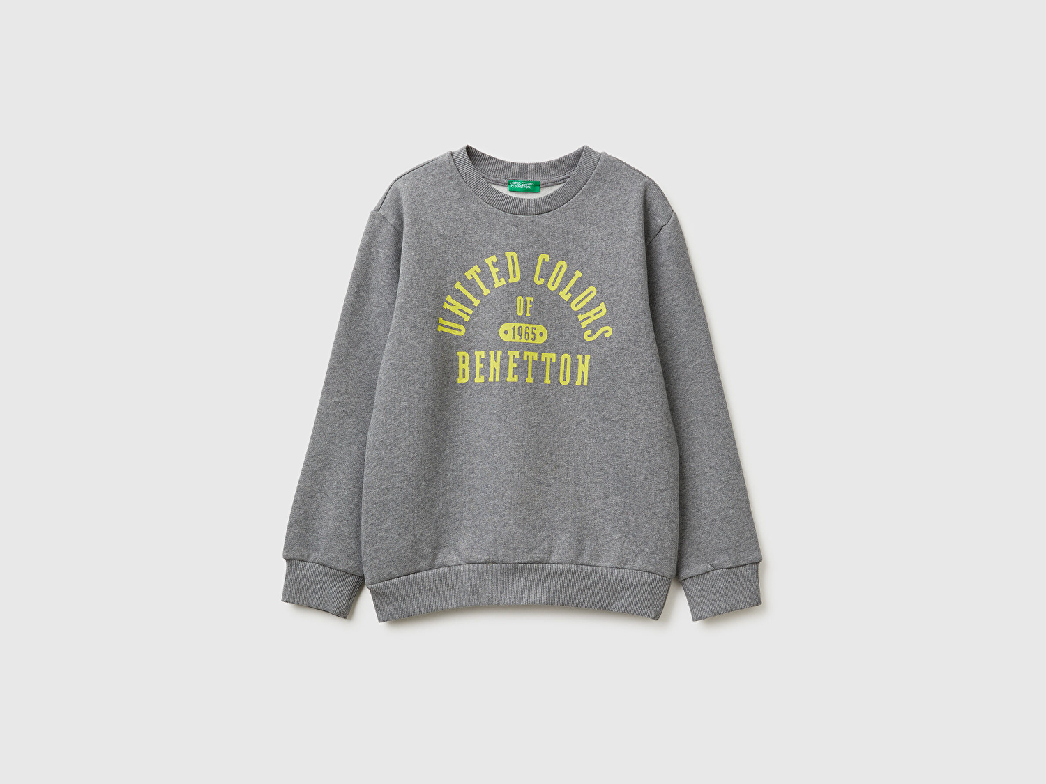 Benetton Erkek Çocuk Antrasit Melanj Önü Logo Baskılı Nervürlü Sweatshirt