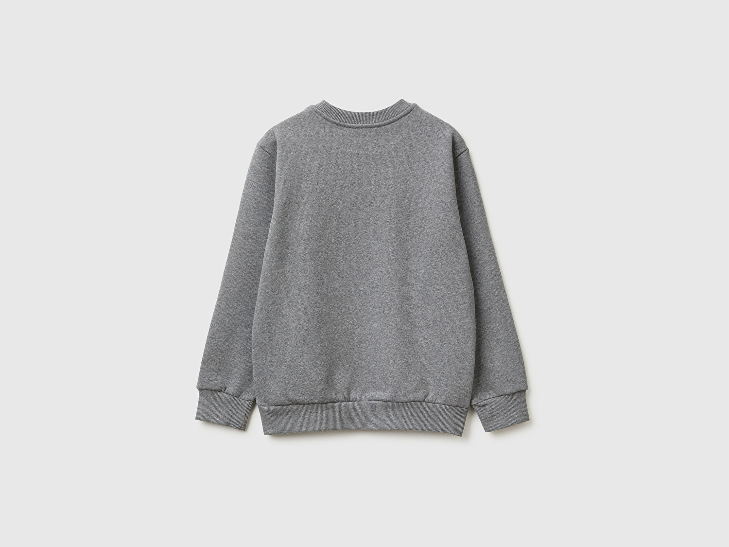 Benetton Erkek Çocuk Antrasit Melanj Önü Logo Baskılı Nervürlü Sweatshirt