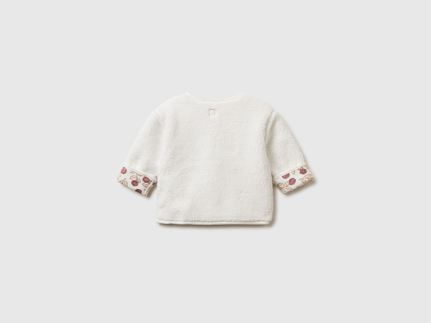 Benetton Bebek Ekru Desenli Çift Taraflı Çıtçıtlı Bomber Yaka Sweatshirt Hırka