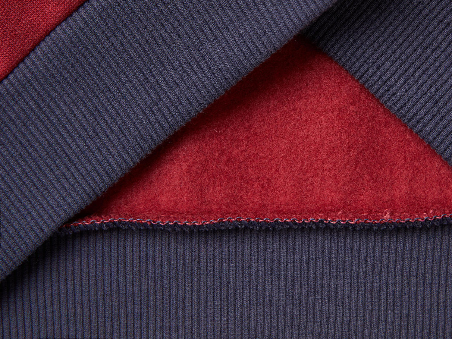 Benetton Erkek Çocuk Bordo-Gri Önü Logo Baskılı Nervürlü Sweatshirt