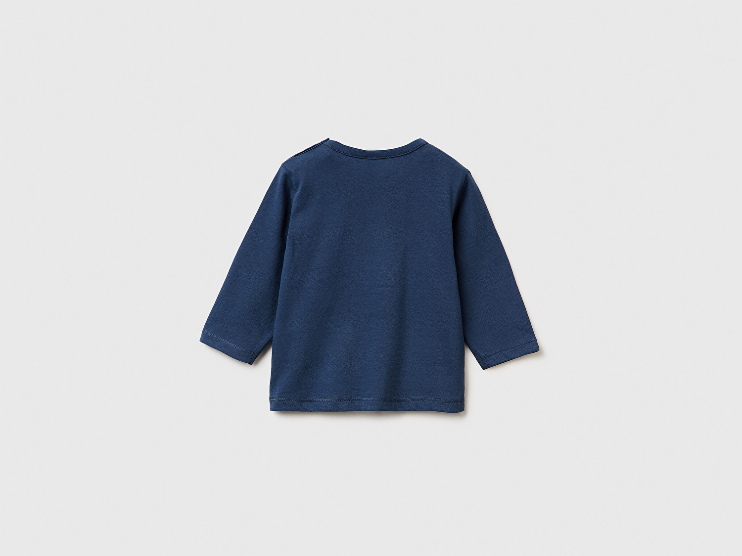 Benetton Bebek Lacivert Önü Baskılı Bisiklet Yaka Uzun Kollu T-shirt